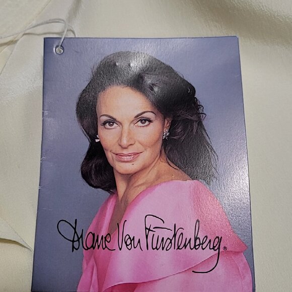 NWT DIANE VON FURSTENBERG Vintage Top XS Ivory Silk Long Sleeve Button Up Blouse - Picture 9 of 13